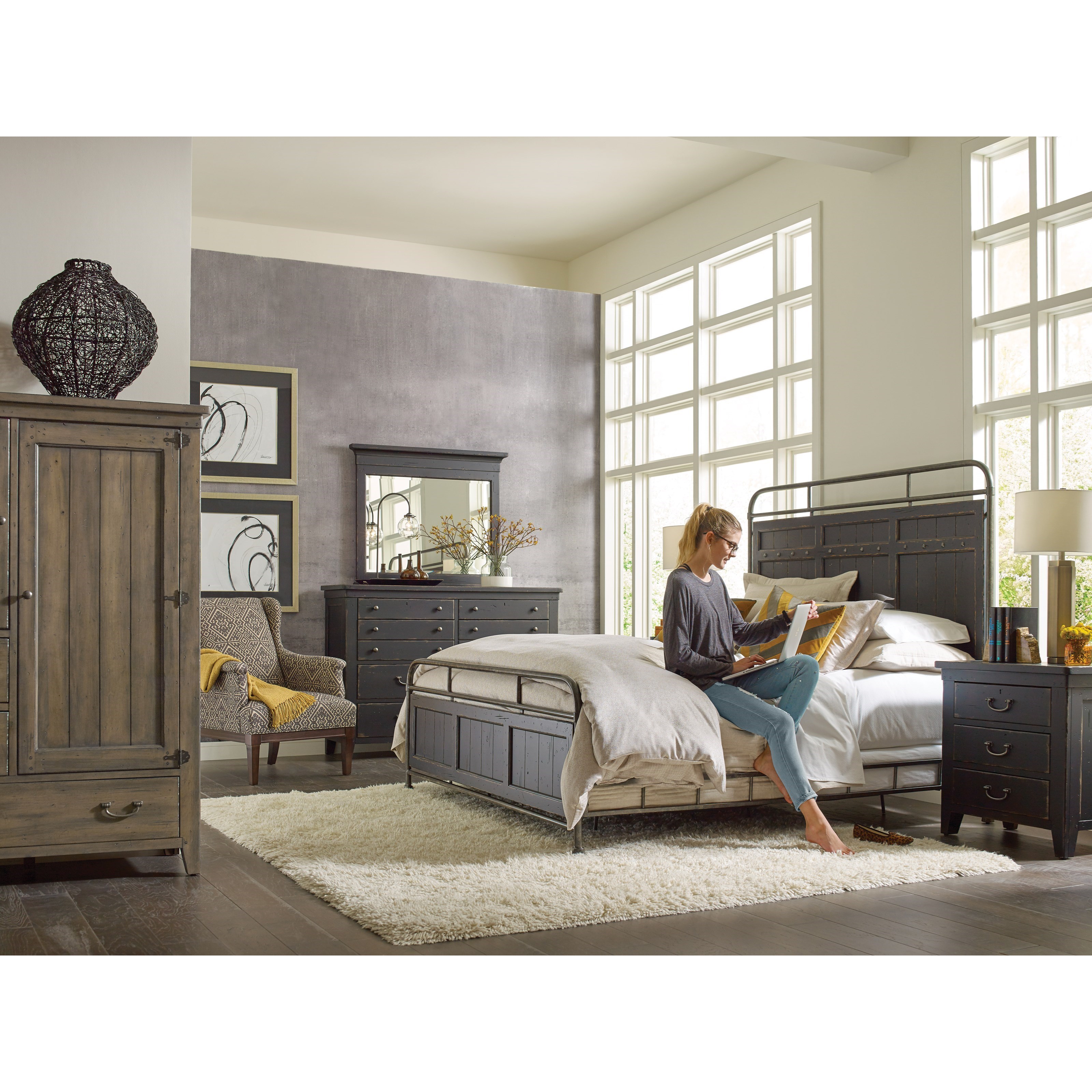 Kincaid Furniture Mill House 860395AP Folsom Queen Metal Bed Simon's